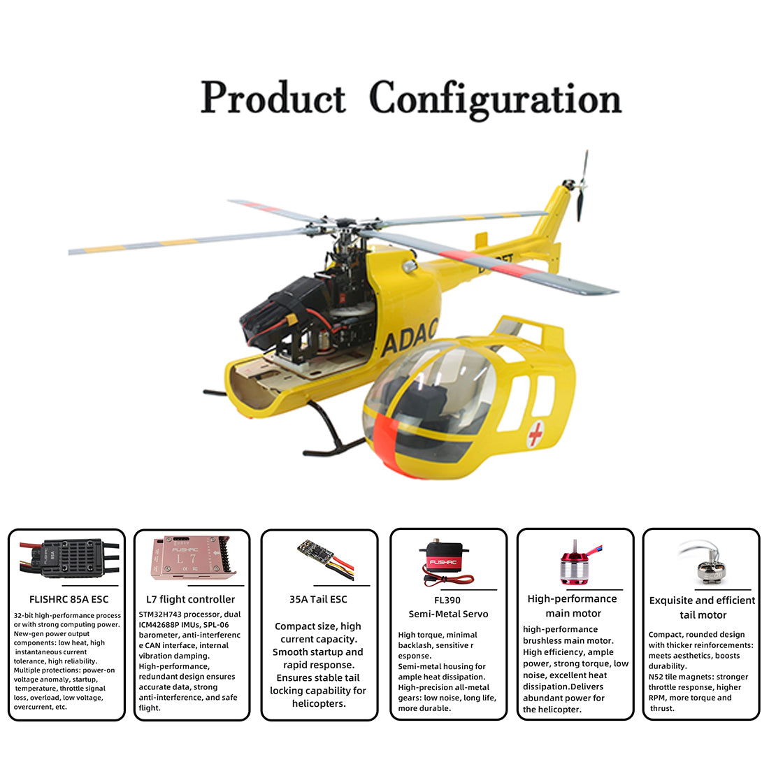FLISHRC FL500 BO-105 500-Class Scale GPS RC Helicopter RTF L7 Flight Controller-helloworld7