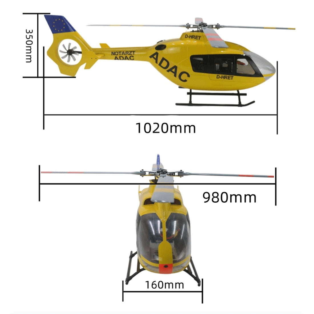 FLISHRC FL500 EC135 500-Class Scale RC Helicopter RTF with GPS & Fenestron Tail
