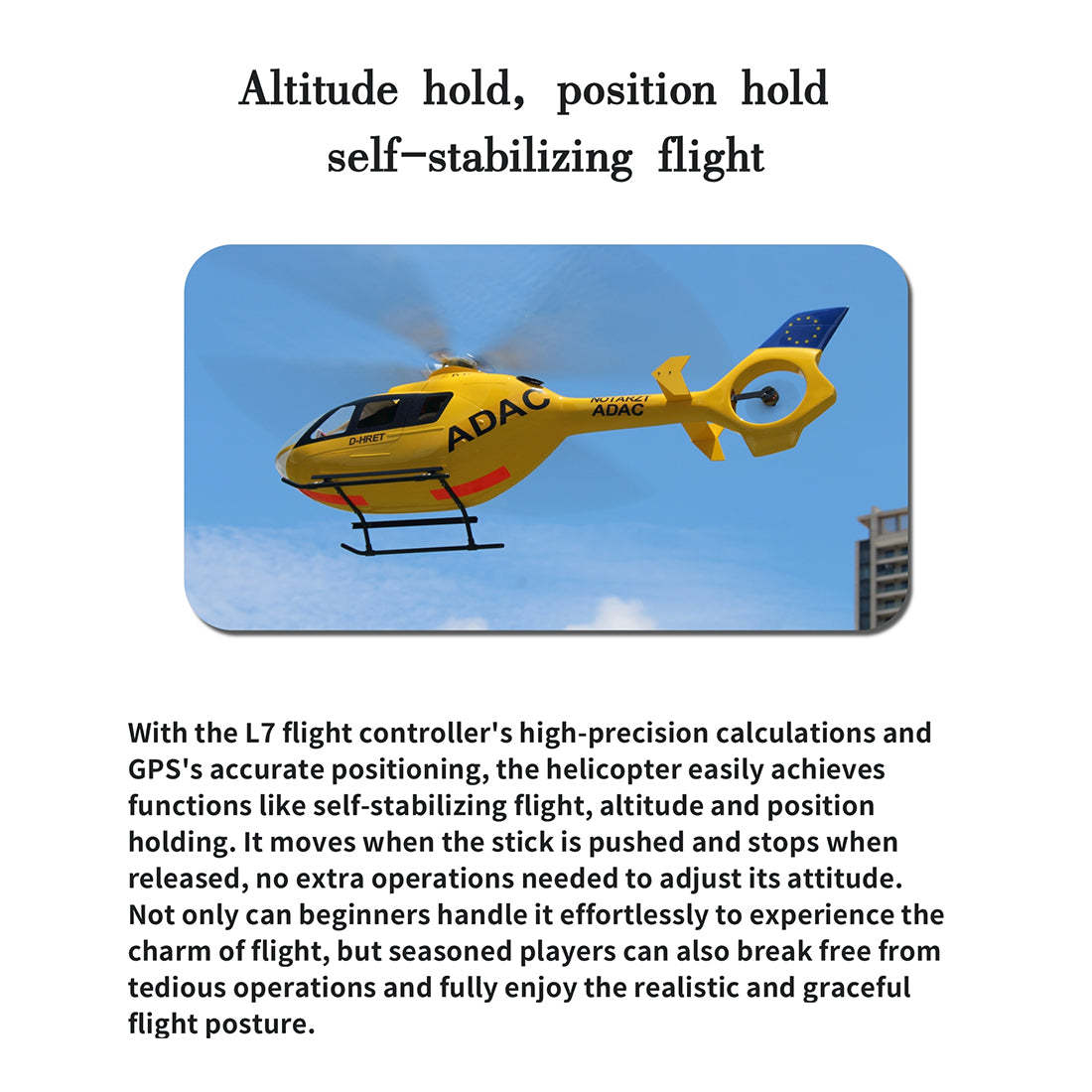 FLISHRC FL500 EC135 500-Class Scale RC Helicopter RTF with GPS & Fenestron Tail