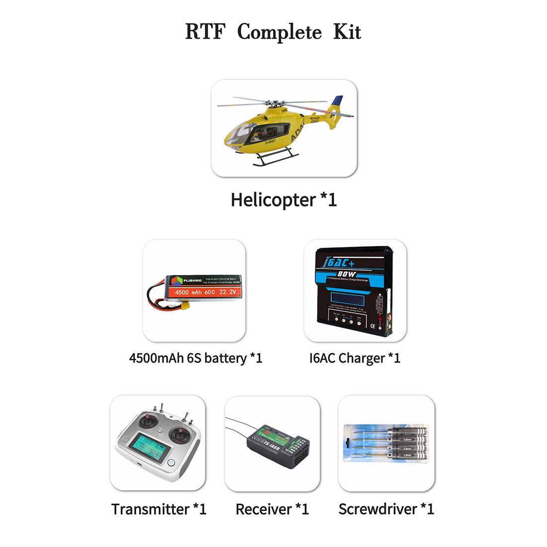 FLISHRC FL500 EC135 500-Class Scale RC Helicopter RTF with GPS & Fenestron Tail