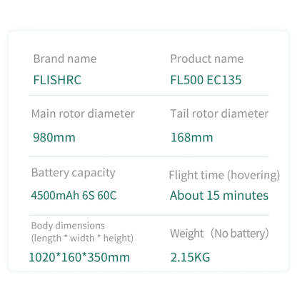 FLISHRC FL500 EC135 500-Class Scale RC Helicopter RTF with GPS & Fenestron Tail
