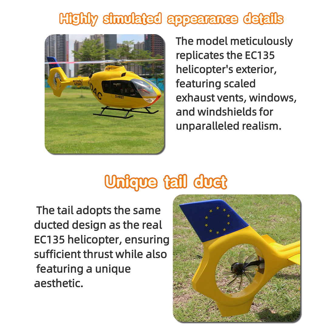 FLISHRC FL500 EC135 500-Class Scale RC Helicopter RTF with GPS & Fenestron Tail