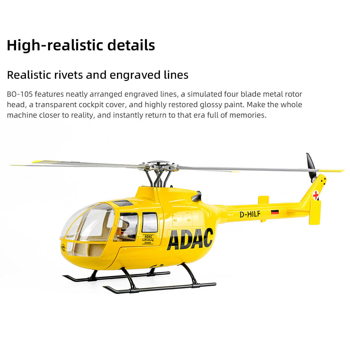 FLYWING BO105 470 Size Scale GPS RC Helicopter RTF H1 Flight Controller Brushless Motor-helloworld7