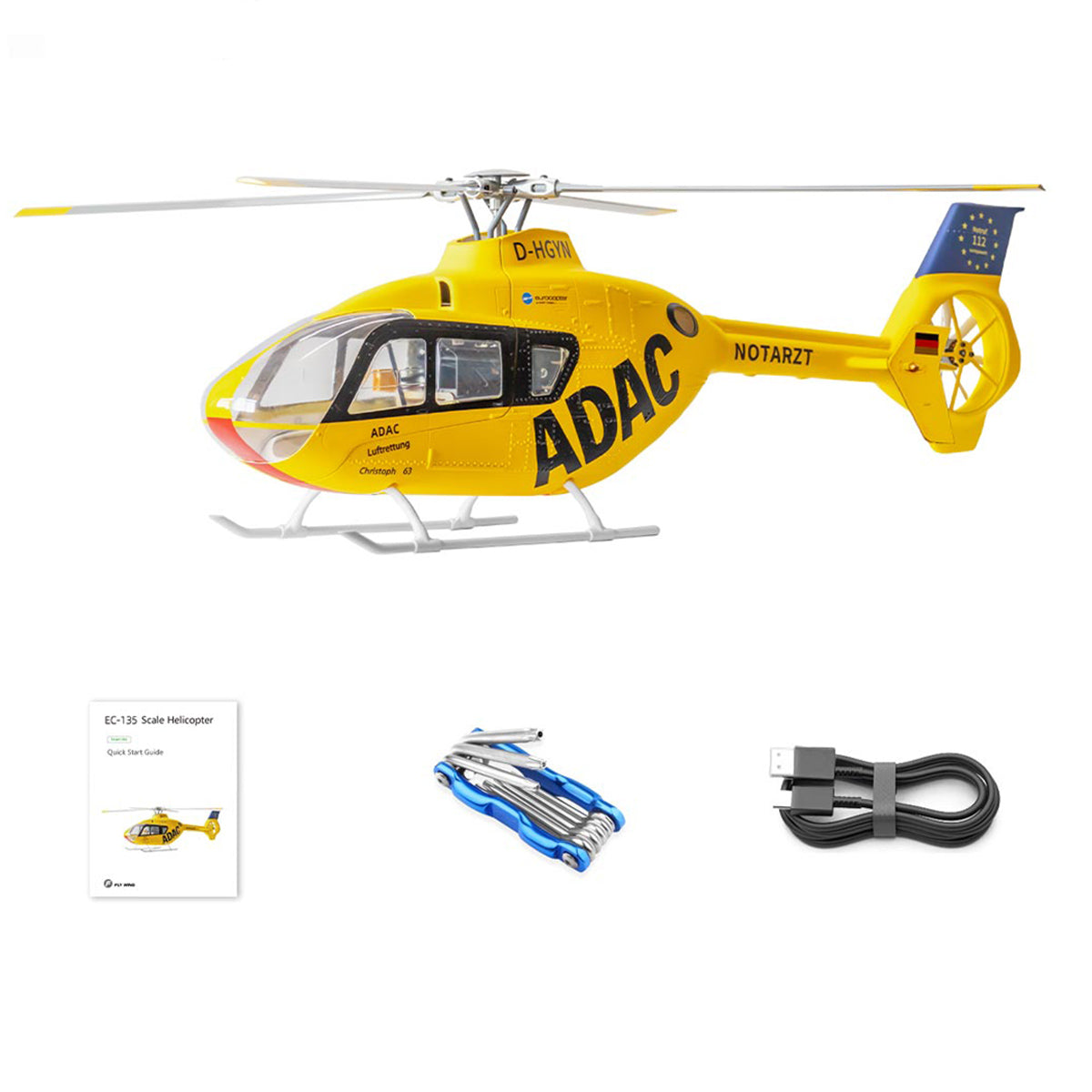 FLYWING EC135 470-Class GPS Scale RC Helicopter RTF with H1 Flight Controller & One-Key Inverted Flight