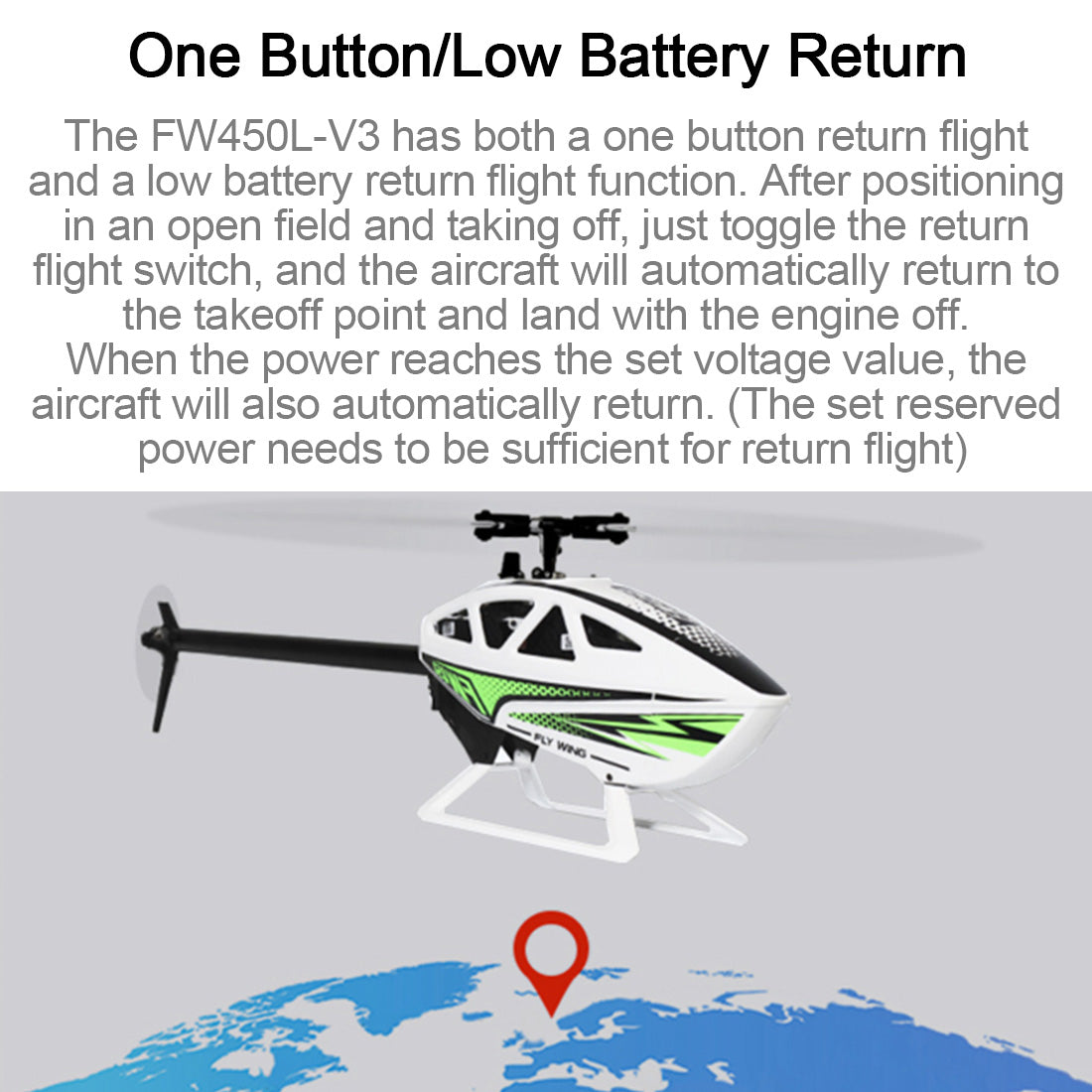 FLYWING FW450L V3 6CH GPS RC Helicopter RTF with H1 Flight Controller & One-Key Inverted Flight