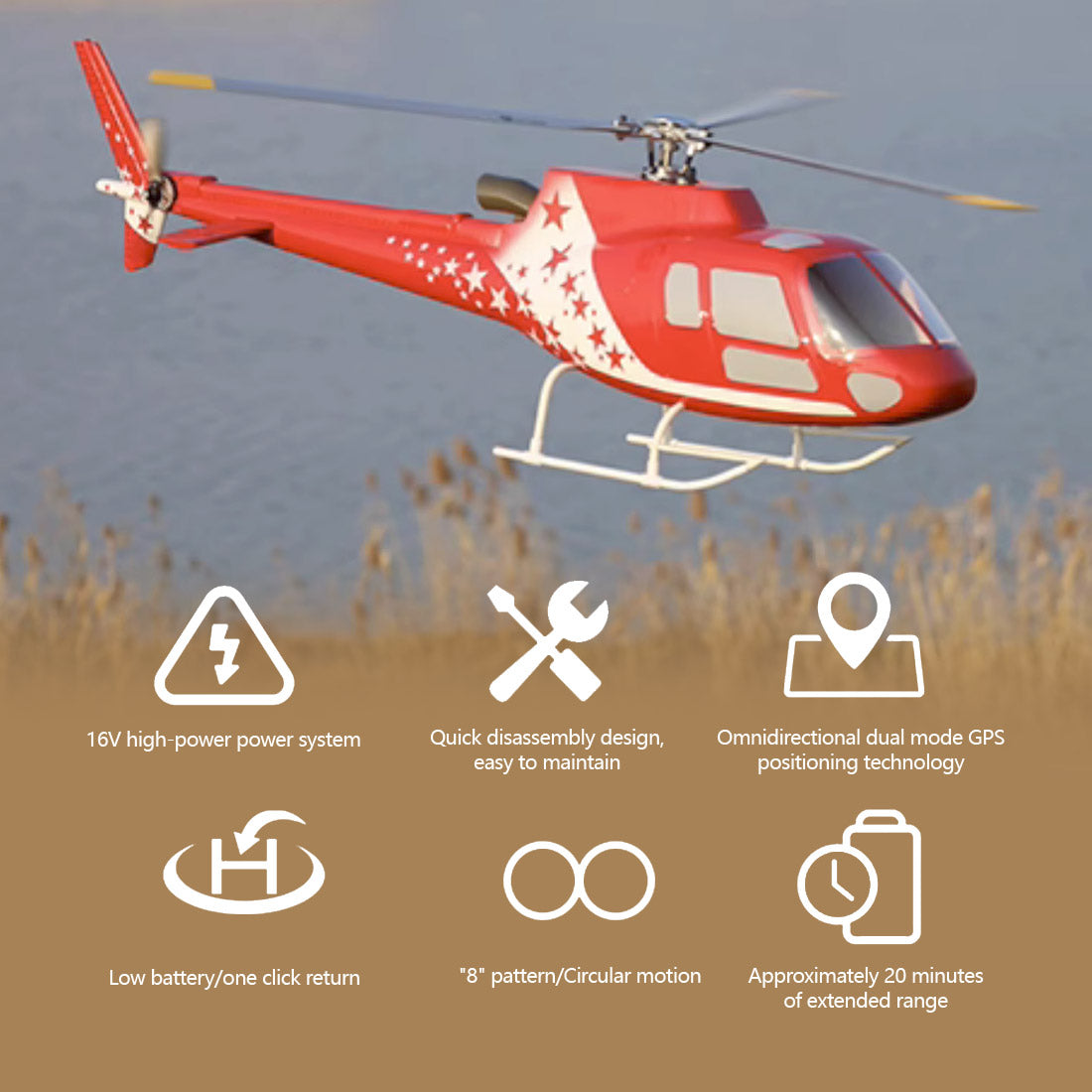 FLYWING Squirrel AS350 470-Class GPS RC Helicopter RTF with H1 Flight Controller