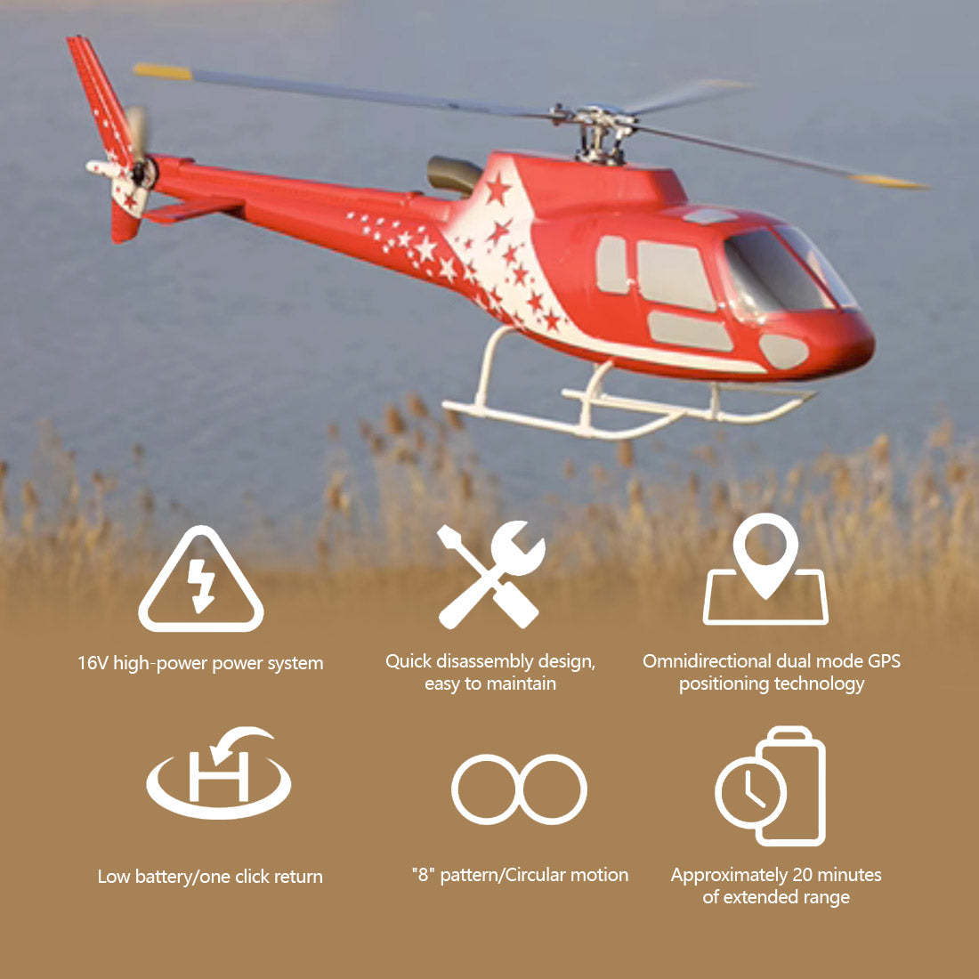 FLYWING Squirrel AS350 470-Class GPS RC Helicopter RTF with H1 Flight Controller