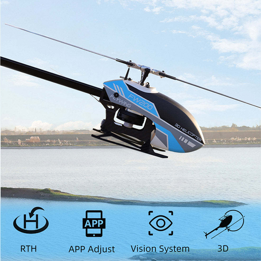 FW200 6CH GPS Direct Drive Brushless 3D RC Helicopter RTF with Optical Flow