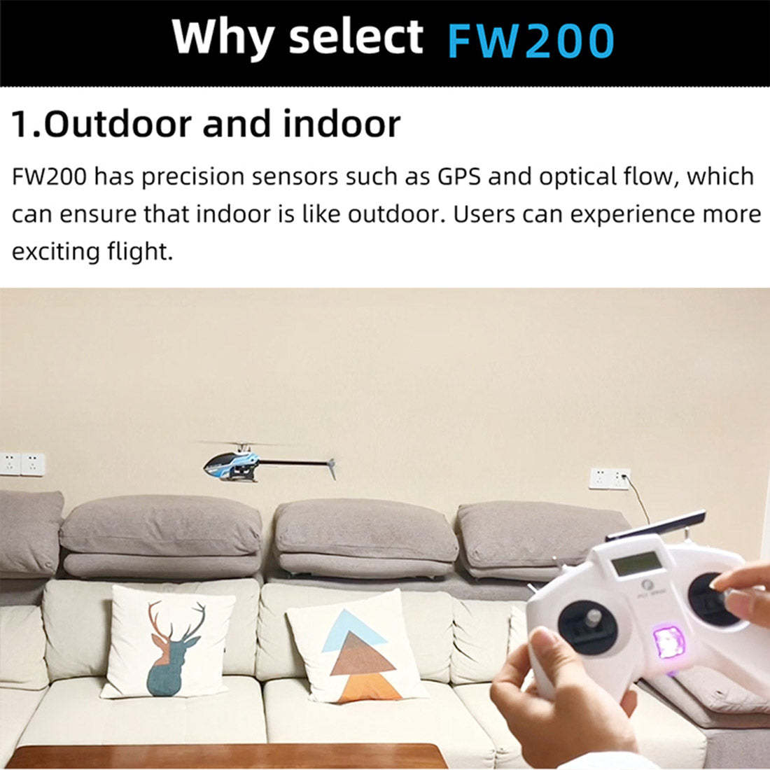 FW200 6CH GPS Direct Drive Brushless 3D RC Helicopter RTF with Optical Flow