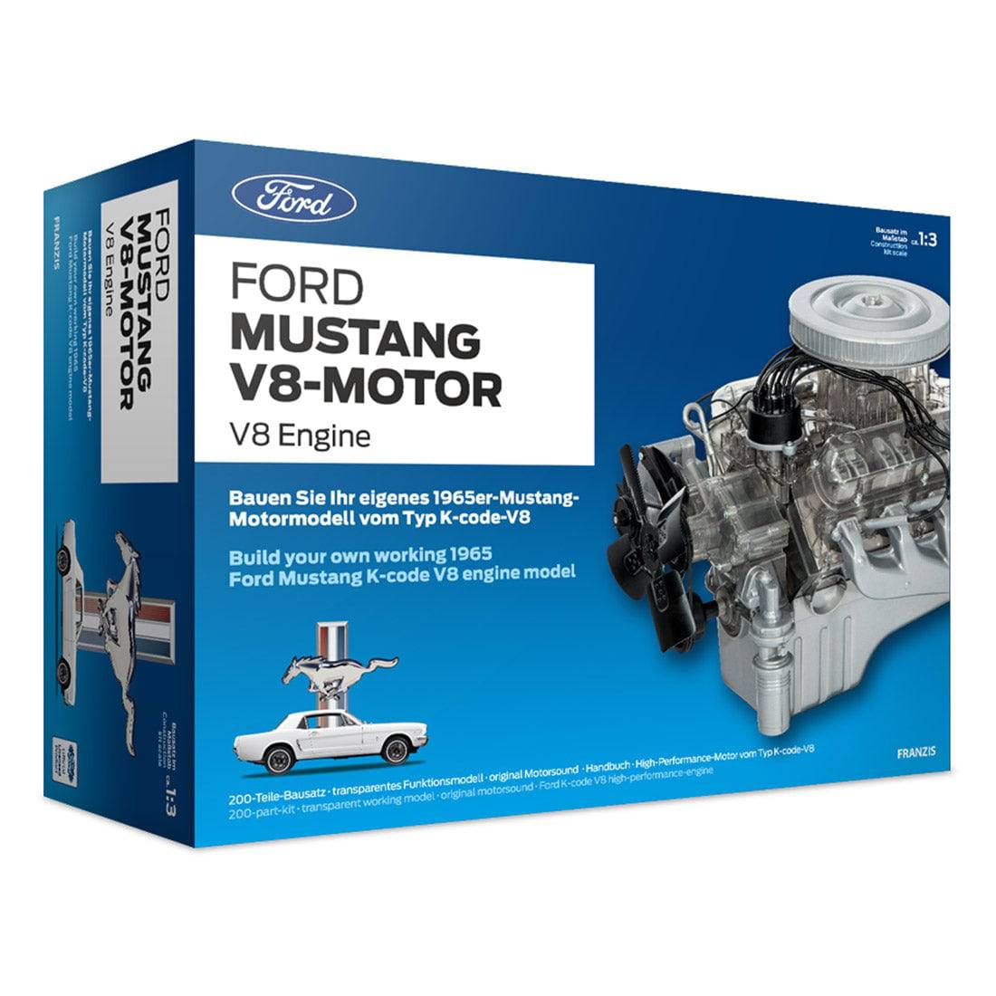 Ford Mustang 1965 K-Code V8 Engine Model Kit Transparent DIY Motorized Replica