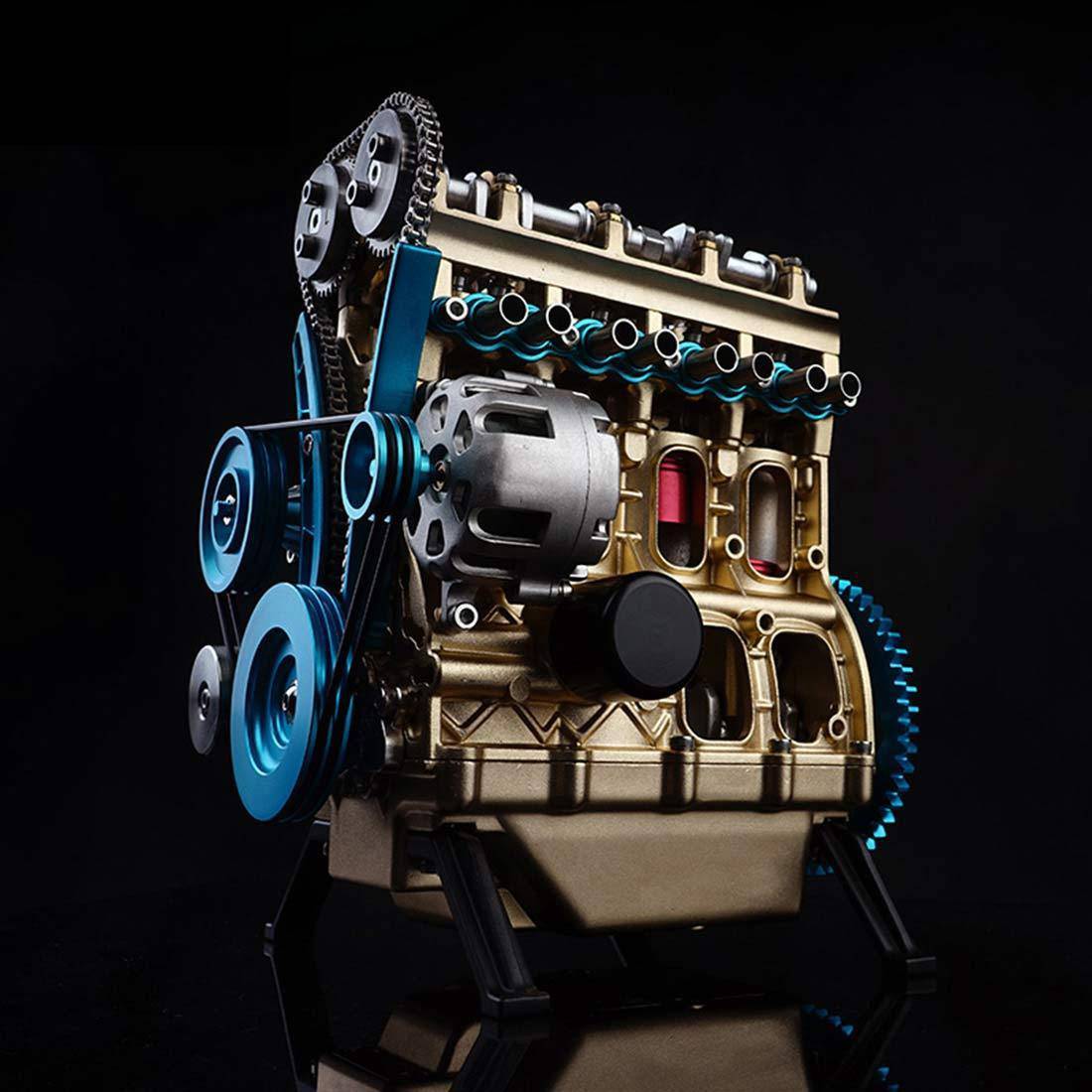 Full Metal 4-Cylinder Car Engine Assembly Kit Electric Motor Model Desk Toy Gift-helloworld7
