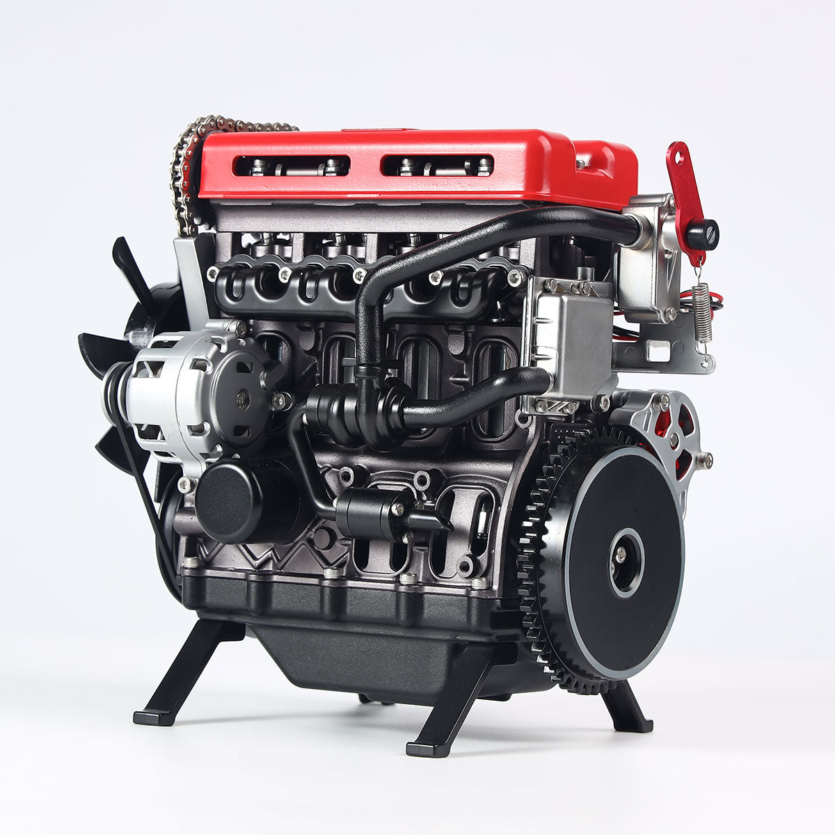 Full Metal 4-Cylinder Car Engine Assembly Kit Electric Motor Model Desk Toy Gift-helloworld7
