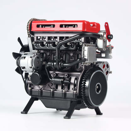 Full Metal 4-Cylinder Car Engine Assembly Kit Electric Motor Model Desk Toy Gift-helloworld7