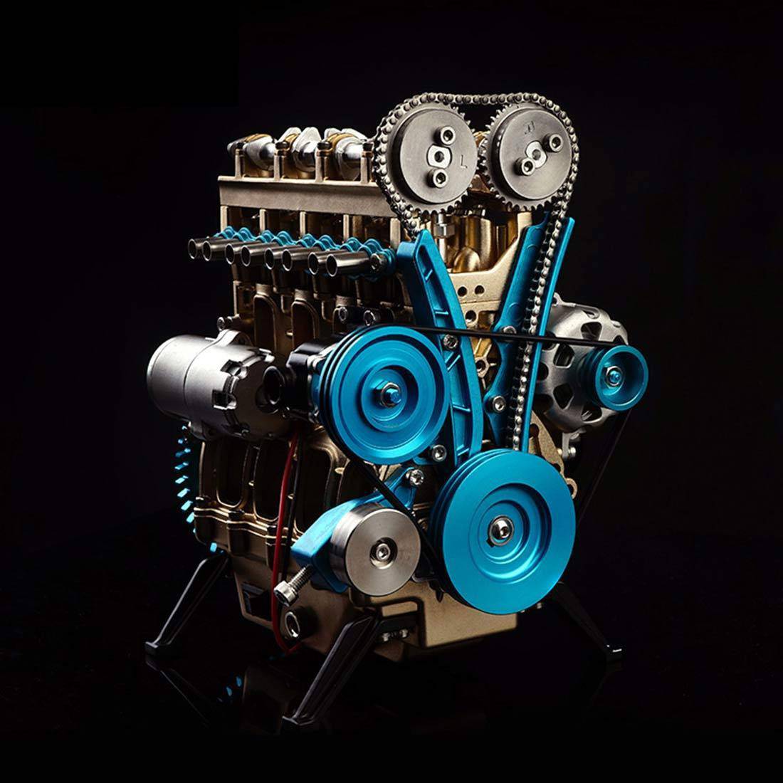 Full Metal 4-Cylinder Car Engine Assembly Kit Electric Motor Model Desk Toy Gift-helloworld7