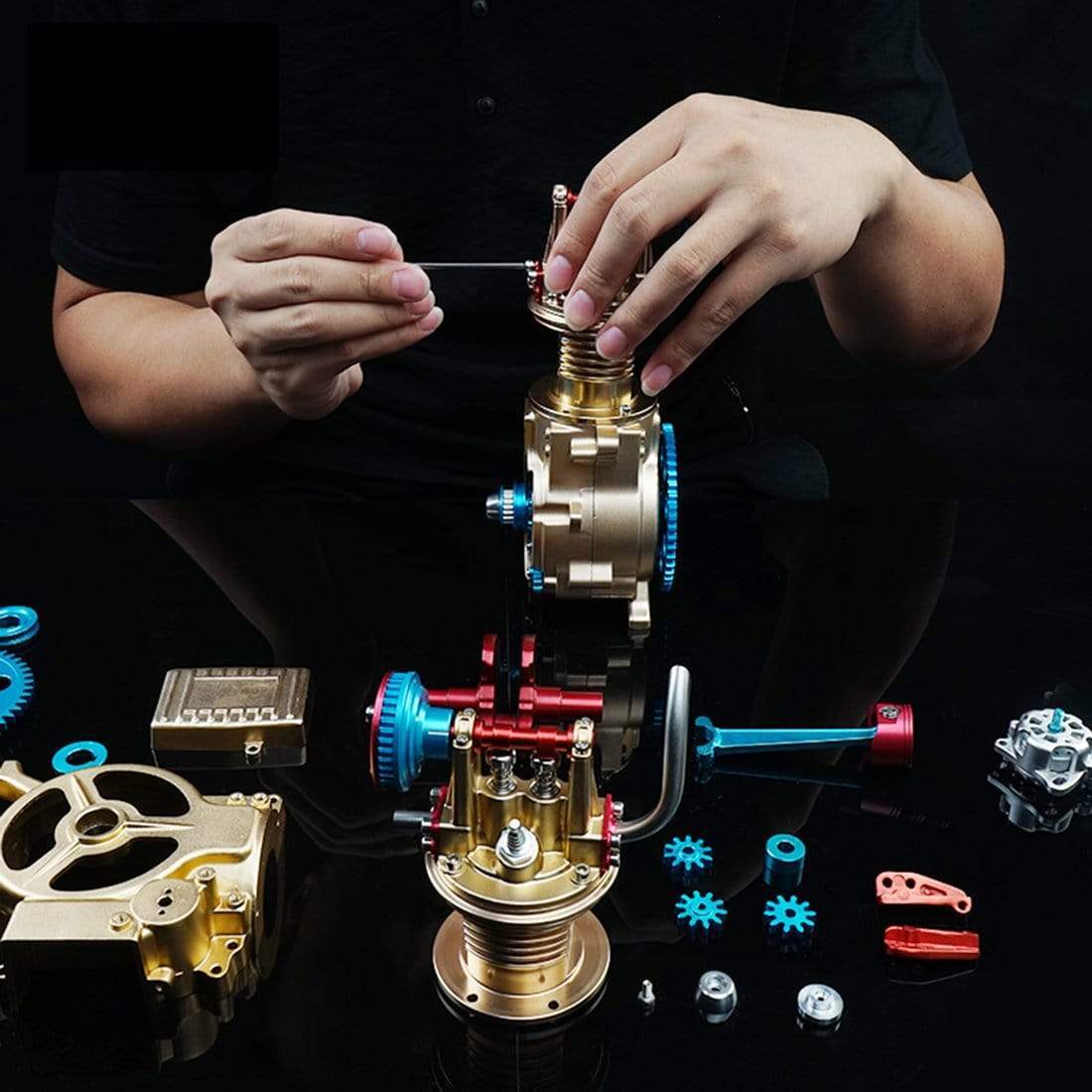 Teching Mini Single Cylinder All-Metal DIY Engine Assembly Kit - Electric Mechanical STEM Gift-helloworld7