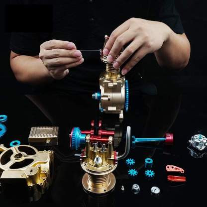 Teching Mini Single Cylinder All-Metal DIY Engine Assembly Kit - Electric Mechanical STEM Gift-helloworld7