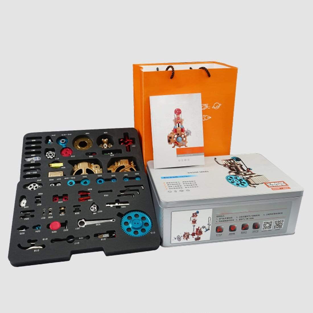 Teching Mini Single Cylinder All-Metal DIY Engine Assembly Kit - Electric Mechanical STEM Gift-helloworld7