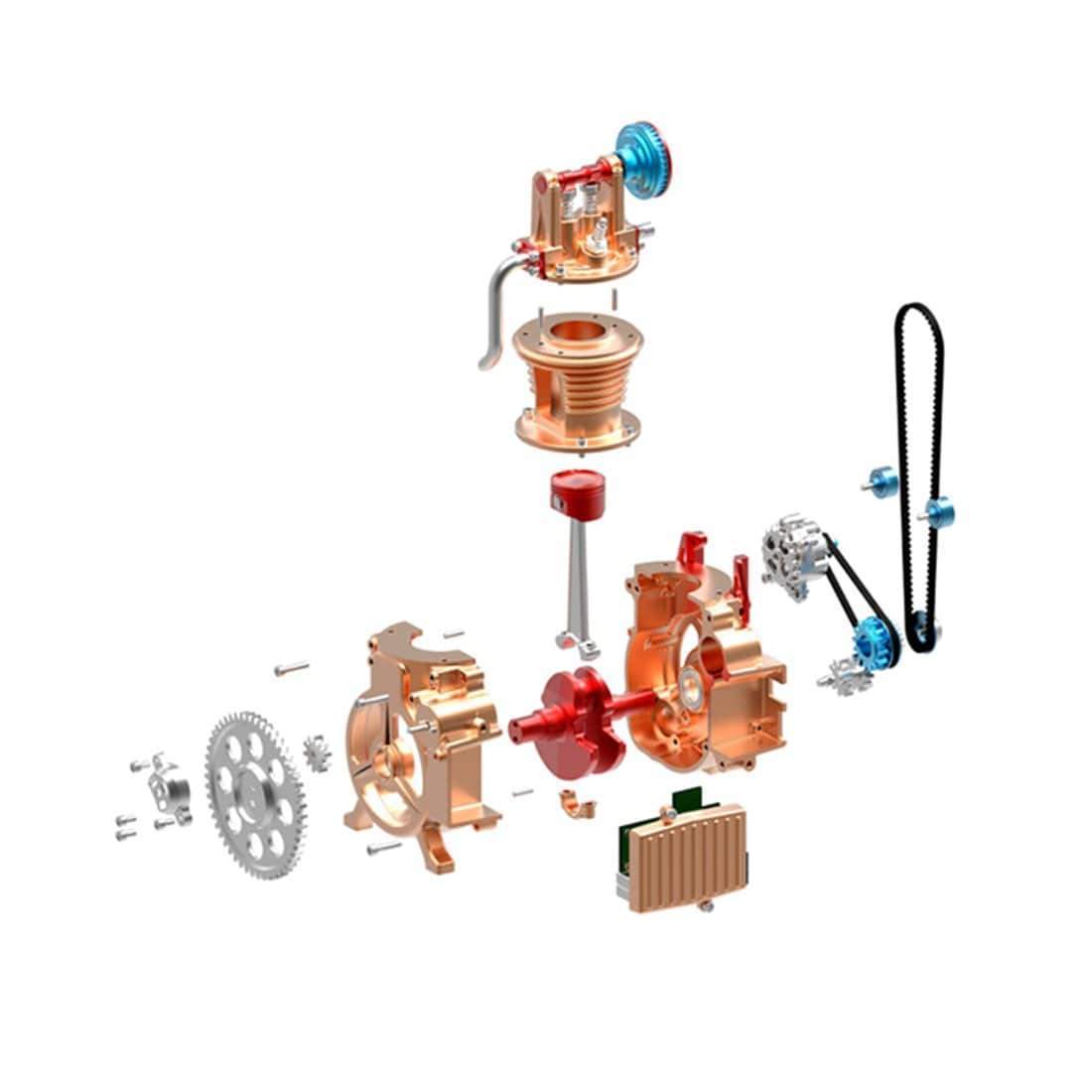 Teching Mini Single Cylinder All-Metal DIY Engine Assembly Kit - Electric Mechanical STEM Gift-helloworld7