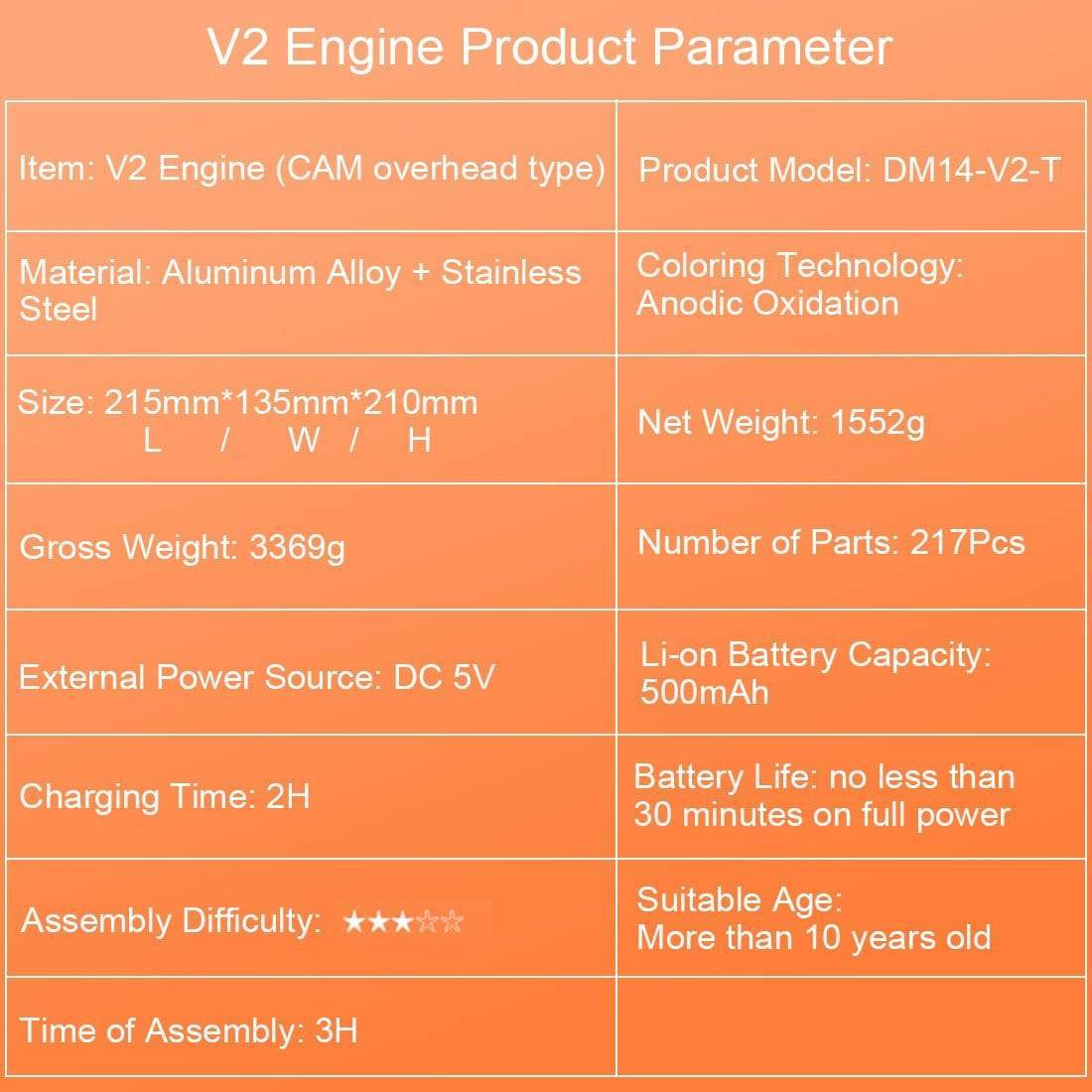 Full Metal V2 Double Cylinder Engine Model Assembly Kit Electric DIY Gift
