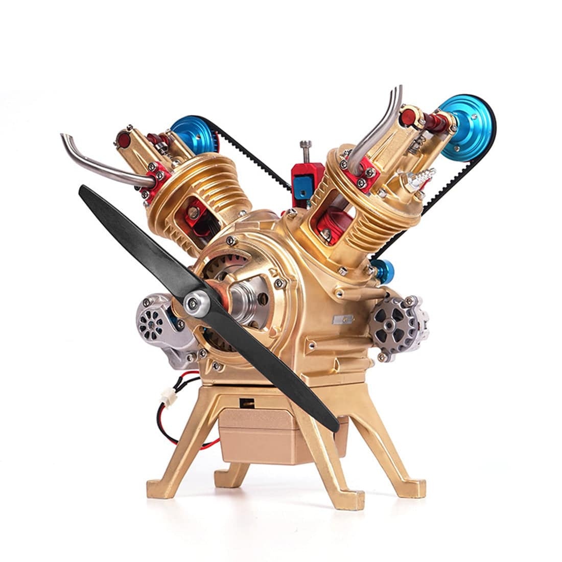 Full Metal V2 Double Cylinder Engine Model Assembly Kit Electric DIY Gift