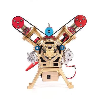 Full Metal V2 Double Cylinder Engine Model Assembly Kit Electric DIY Gift