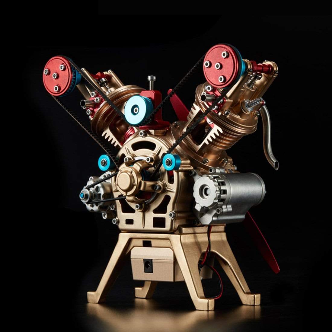 Full Metal V2 Double Cylinder Engine Model Assembly Kit Electric DIY Gift