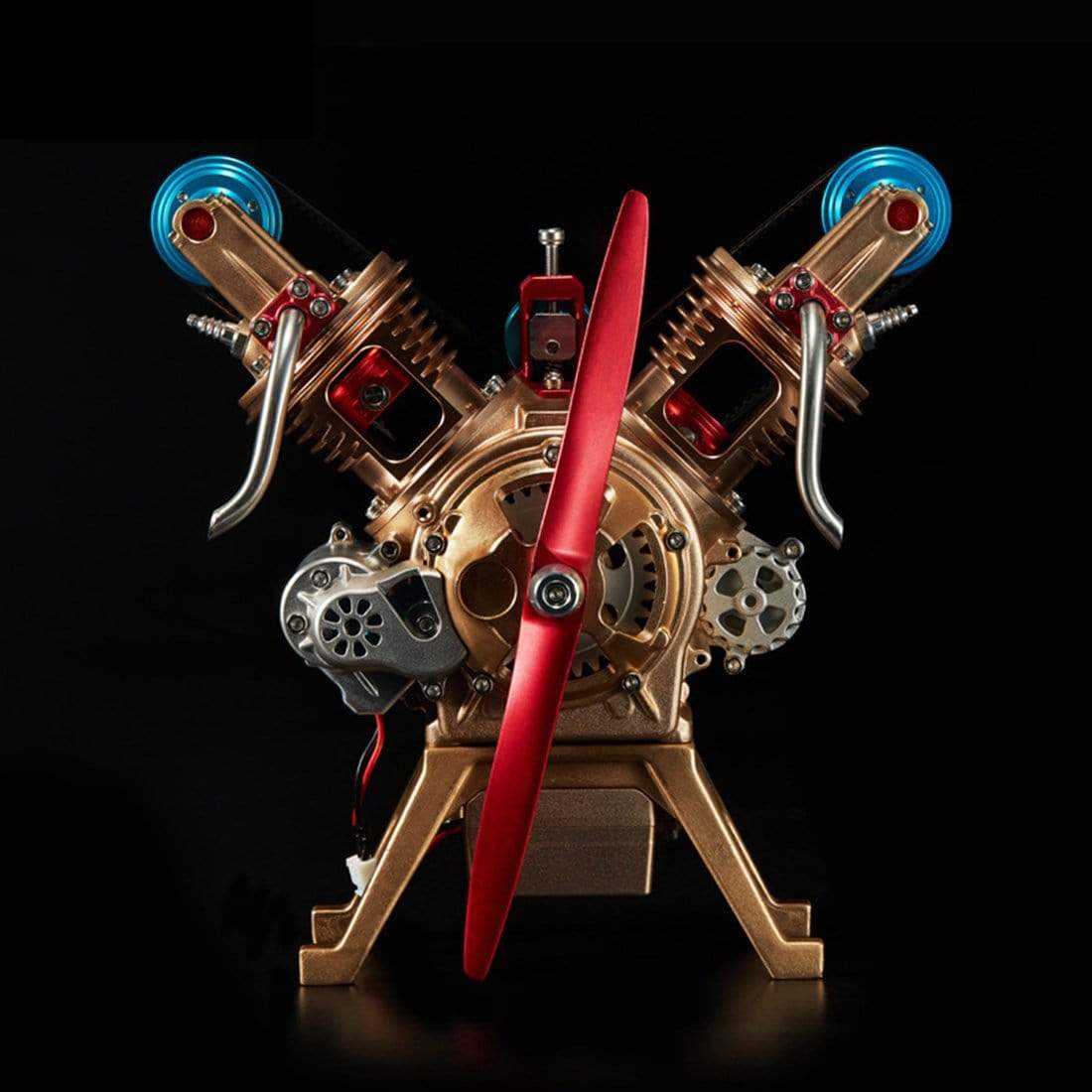 Full Metal V2 Double Cylinder Engine Model Assembly Kit Electric DIY Gift
