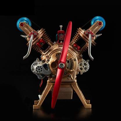 Full Metal V2 Double Cylinder Engine Model Assembly Kit Electric DIY Gift