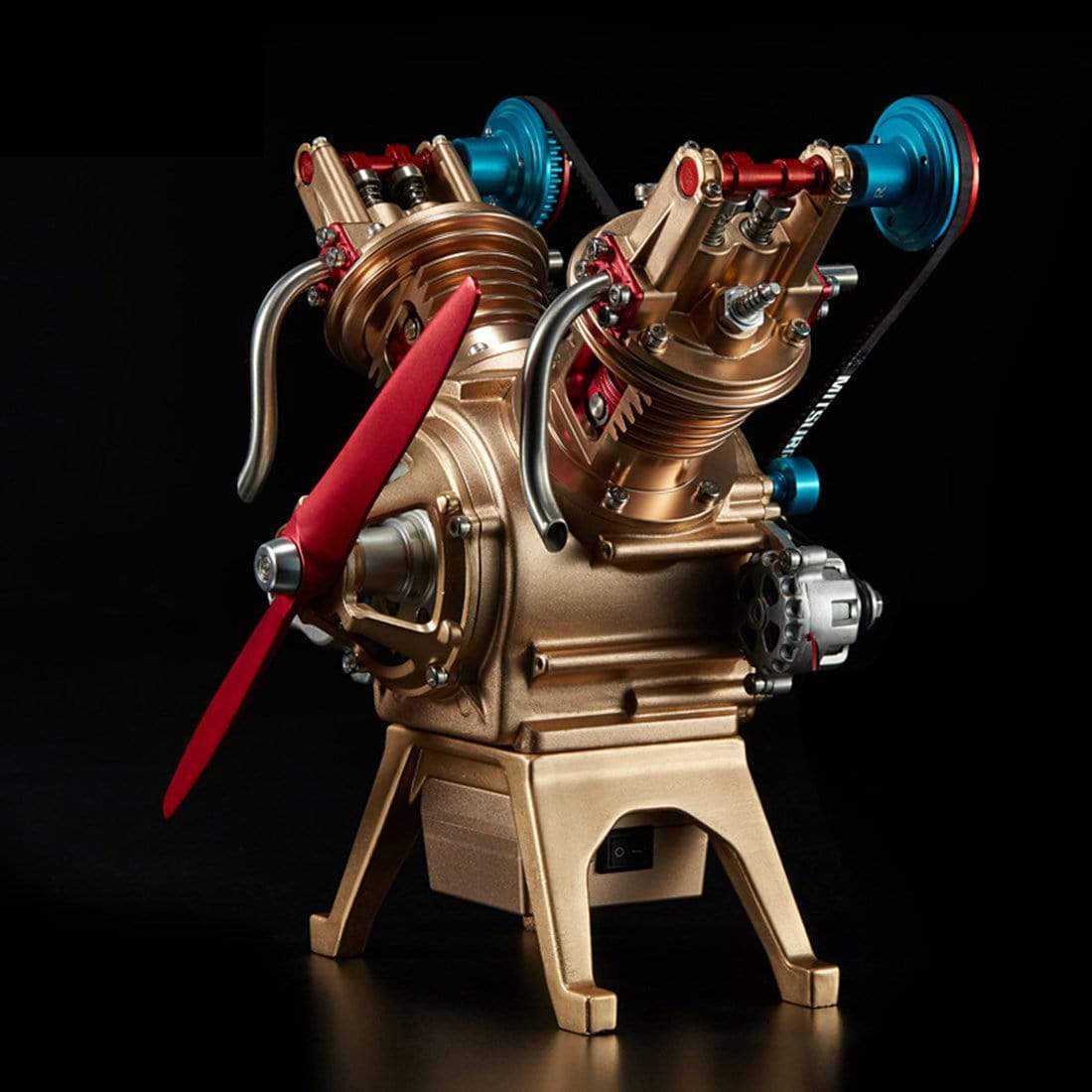 Full Metal V2 Double Cylinder Engine Model Assembly Kit Electric DIY Gift