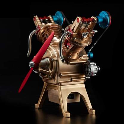 Full Metal V2 Double Cylinder Engine Model Assembly Kit Electric DIY Gift