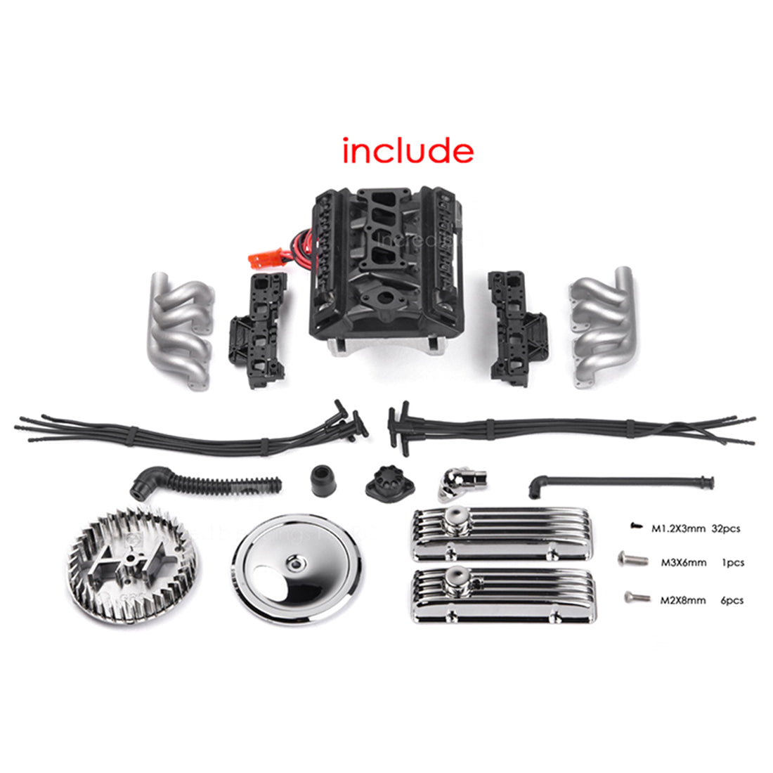 GRC F82 1/10 Scale Simulation V8 Engine Motor Heatsink Kit Dual Fan-helloworld7