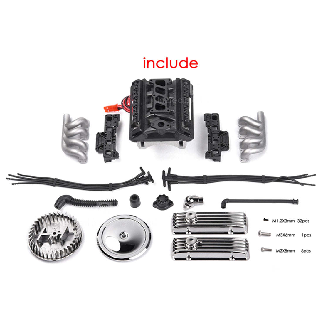 GRC F82 1/10 Scale Simulation V8 Engine Motor Heatsink Kit Dual Fan-helloworld7
