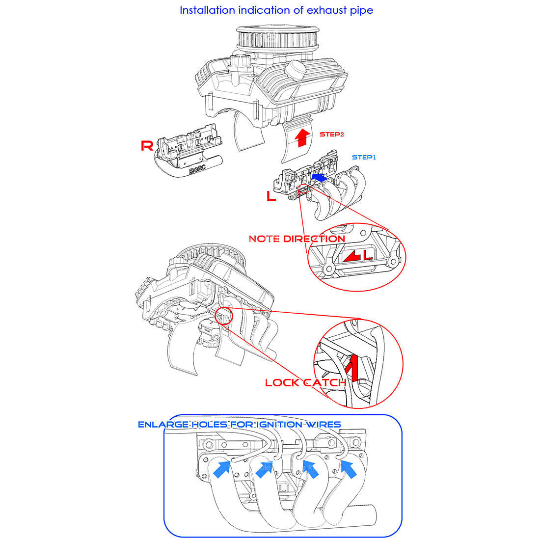 GRC F82 1/10 Scale Simulation V8 Engine Motor Heatsink Kit Dual Fan-helloworld7