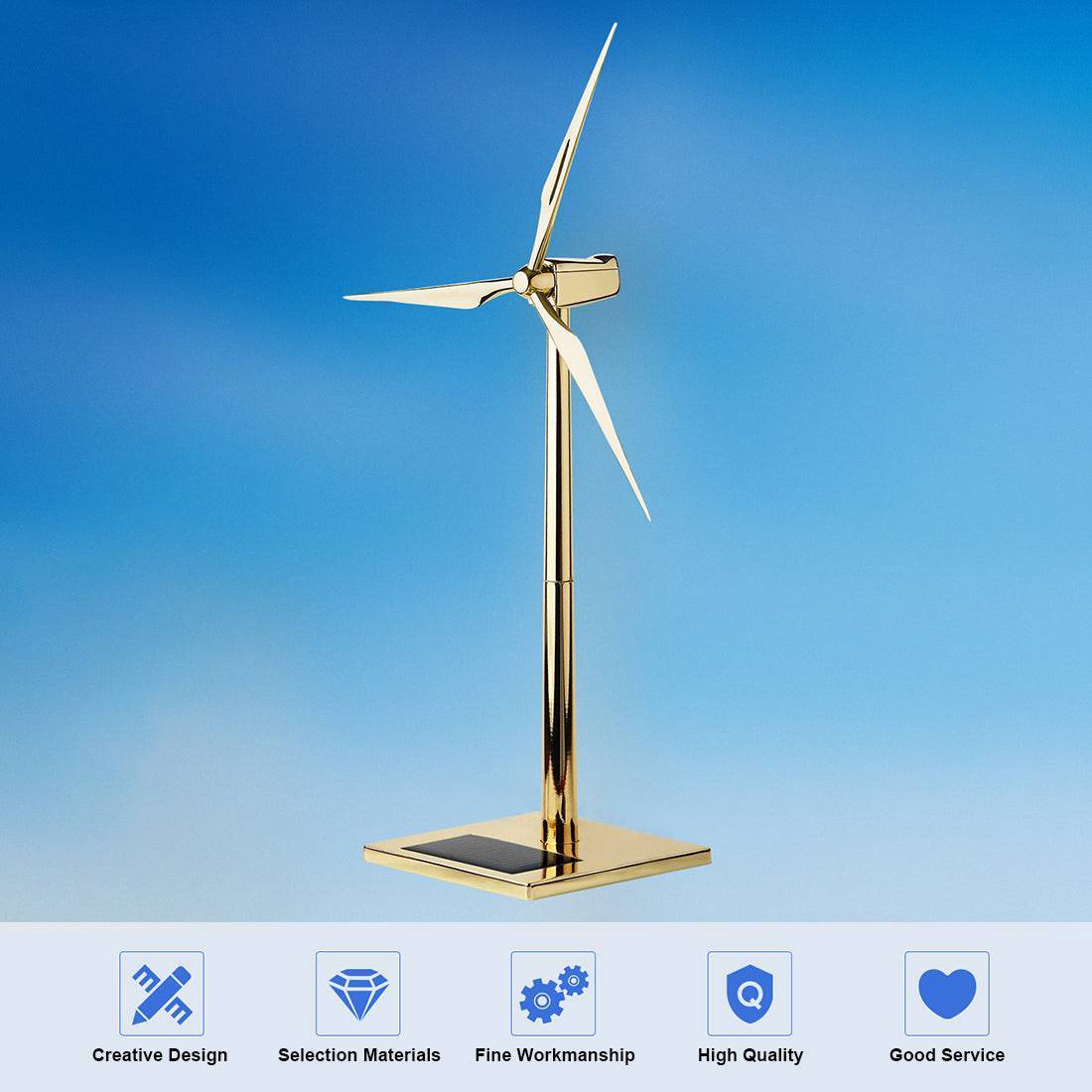 Golden Solar Windmill DIY Metal Model Kit Desktop Turbine Science Decor Gift-helloworld7