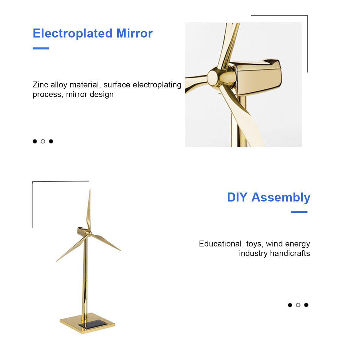 Golden Solar Windmill DIY Metal Model Kit Desktop Turbine Science Decor Gift-helloworld7