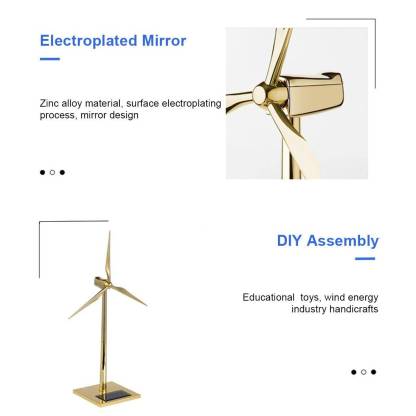 Golden Solar Windmill DIY Metal Model Kit Desktop Turbine Science Decor Gift-helloworld7