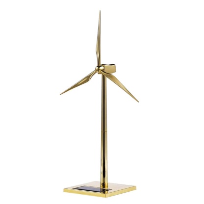 Golden Solar Windmill DIY Metal Model Kit Desktop Turbine Science Decor Gift-helloworld7
