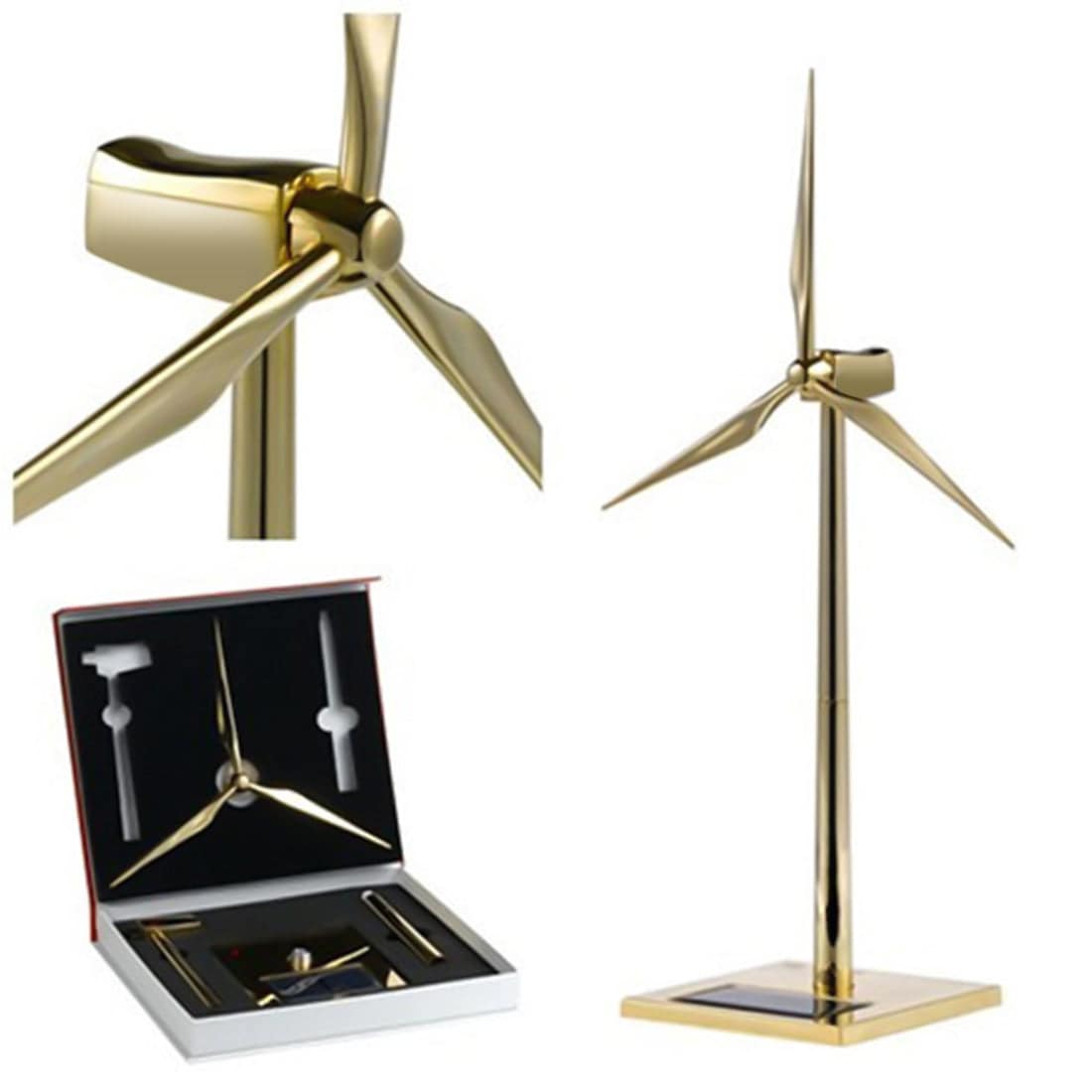 Golden Solar Windmill DIY Metal Model Kit Desktop Turbine Science Decor Gift-helloworld7