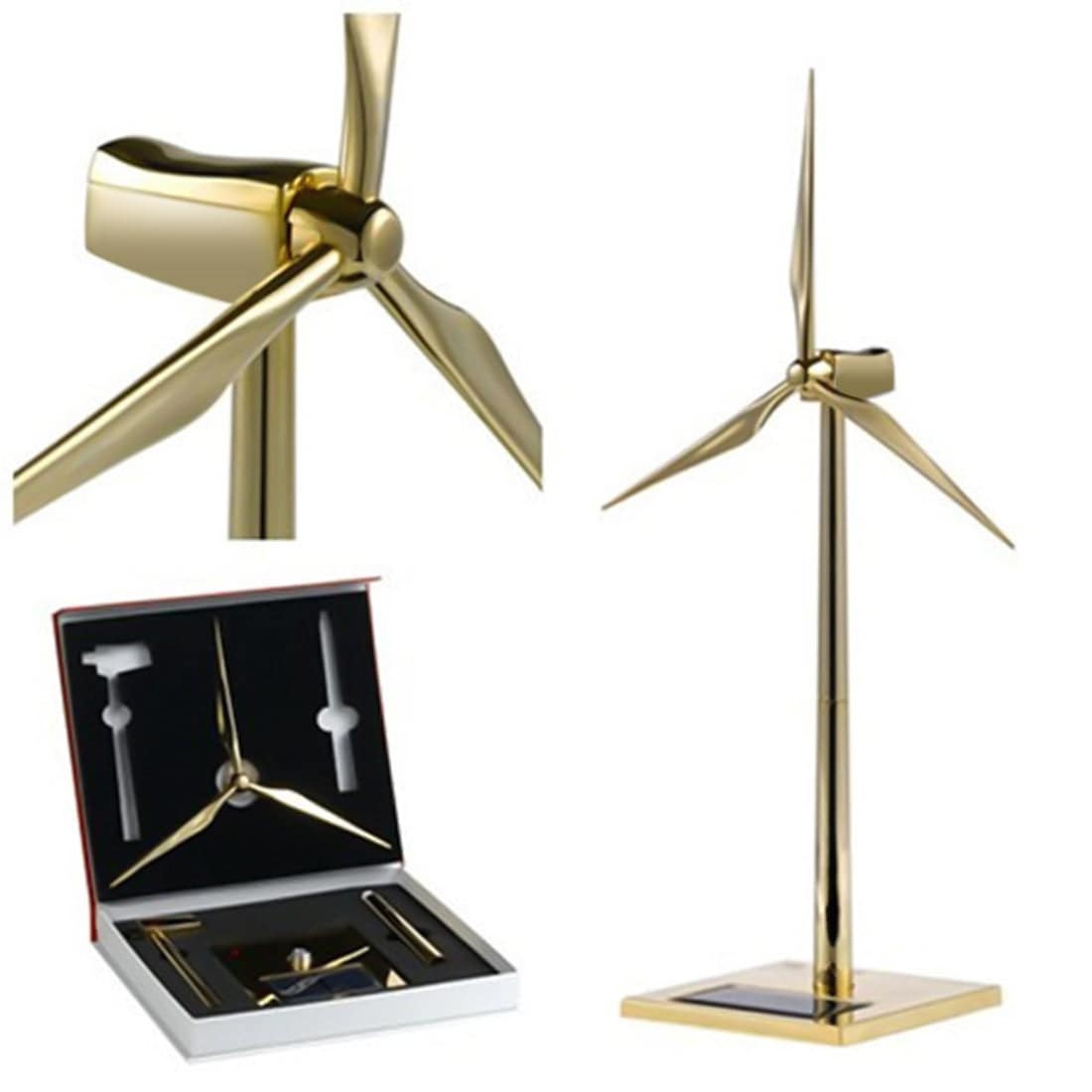 Golden Solar Windmill DIY Metal Model Kit Desktop Turbine Science Decor Gift-helloworld7