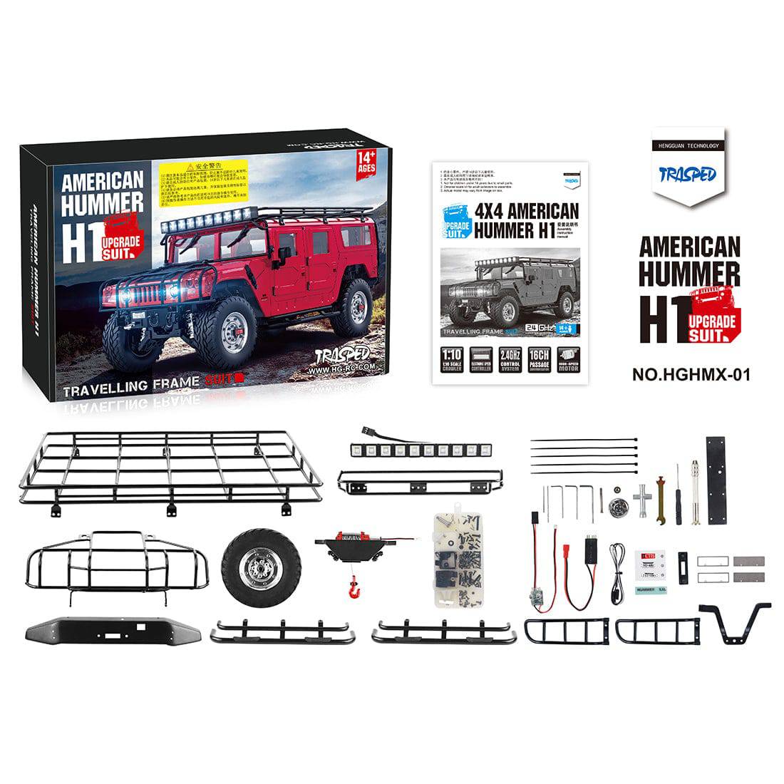 HG P415 Upgrade Accessories Kit Metal Roof Rack Winch Bumper Light Bar Set