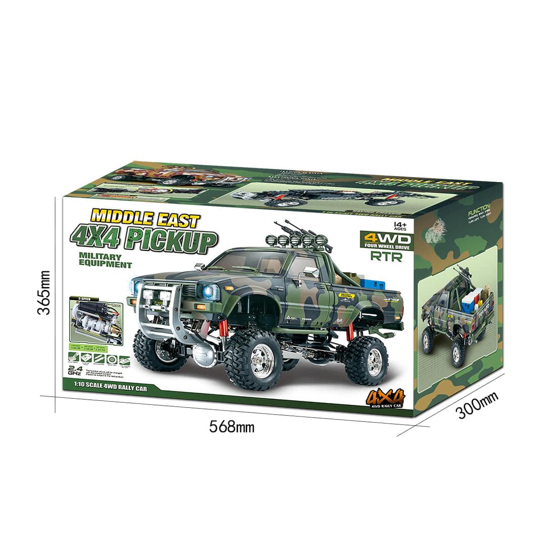 HG-P417 1/10 Scale 4WD Middle East Military Pickup Truck RC Crawler with 3-Speed Transmission