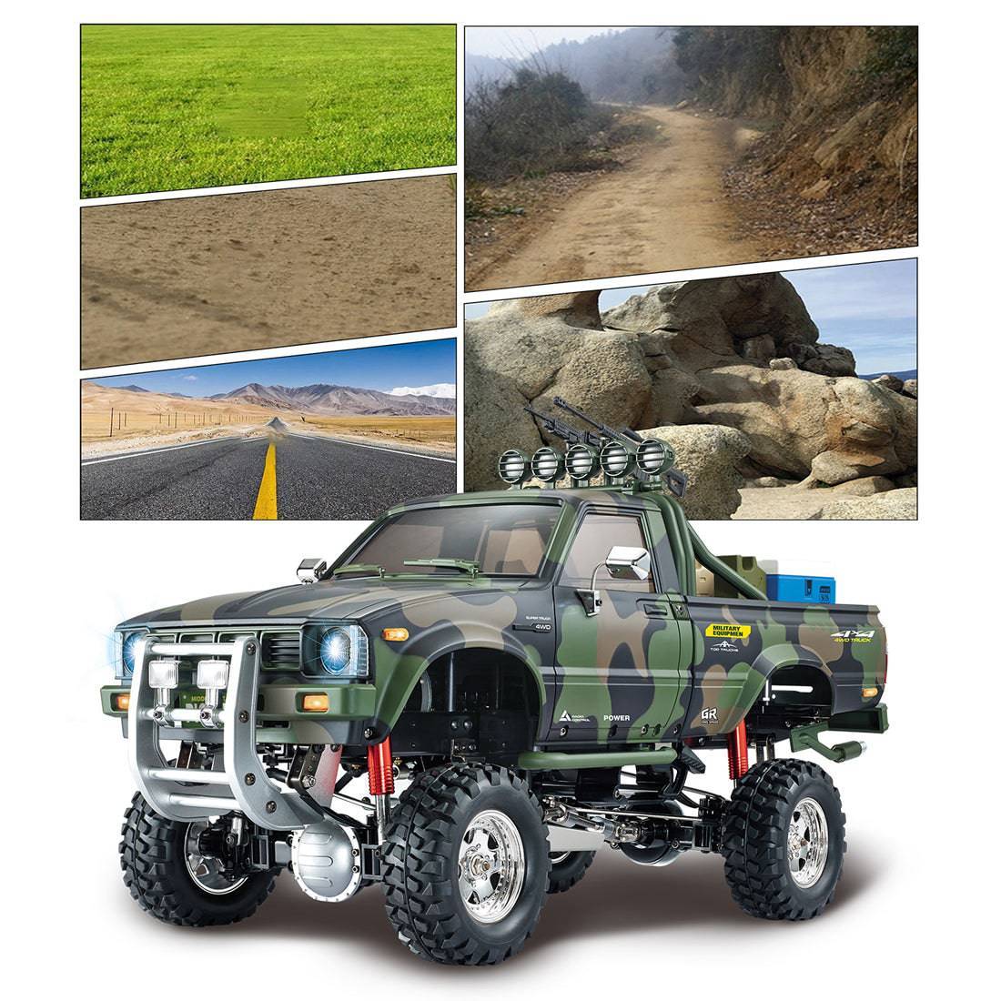 HG-P417 1/10 Scale 4WD Middle East Military Pickup Truck RC Crawler with 3-Speed Transmission