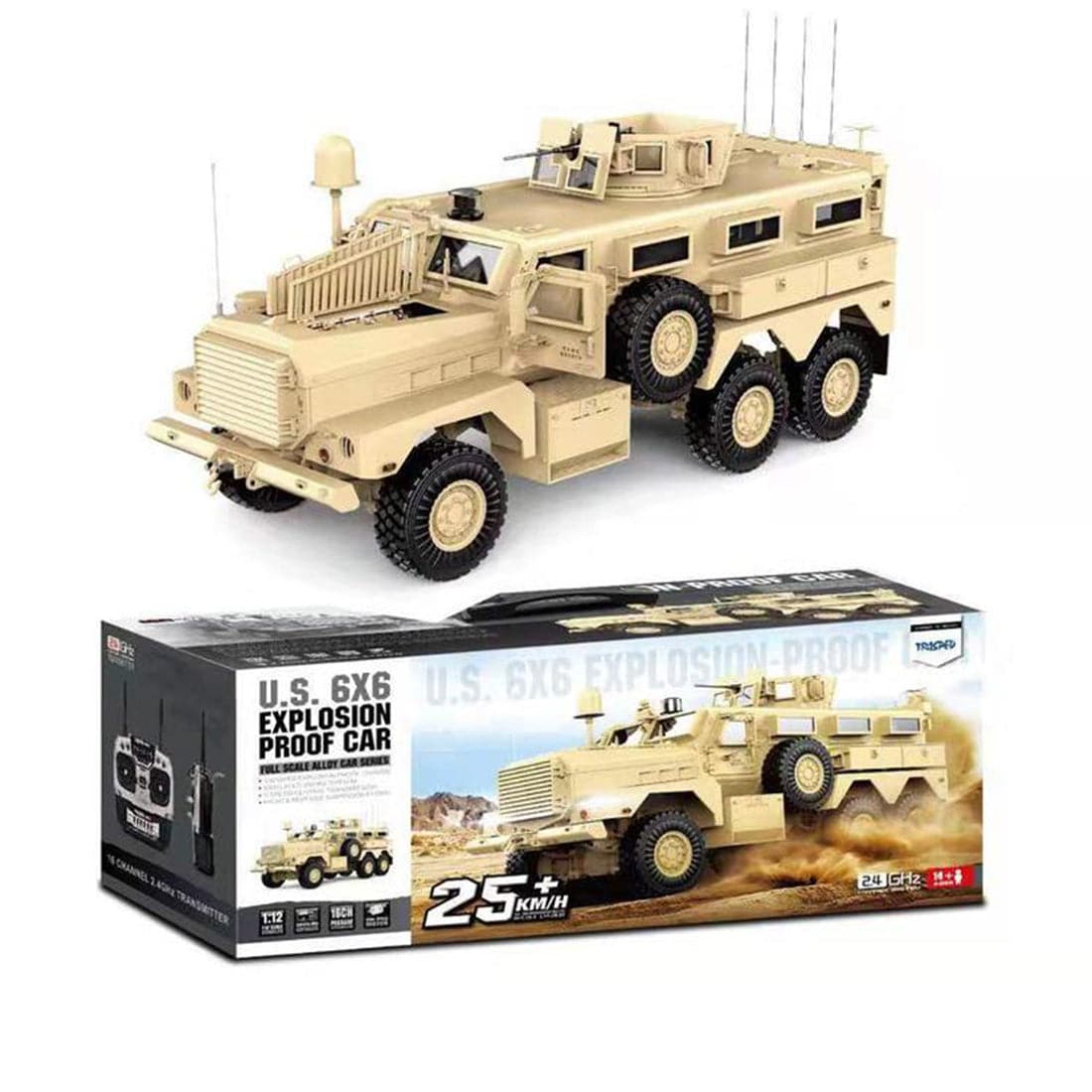 HG P602 Cougar 1/12 Scale 6WD RC Off-Road Military Truck 16CH High-Detail Model Vehicle