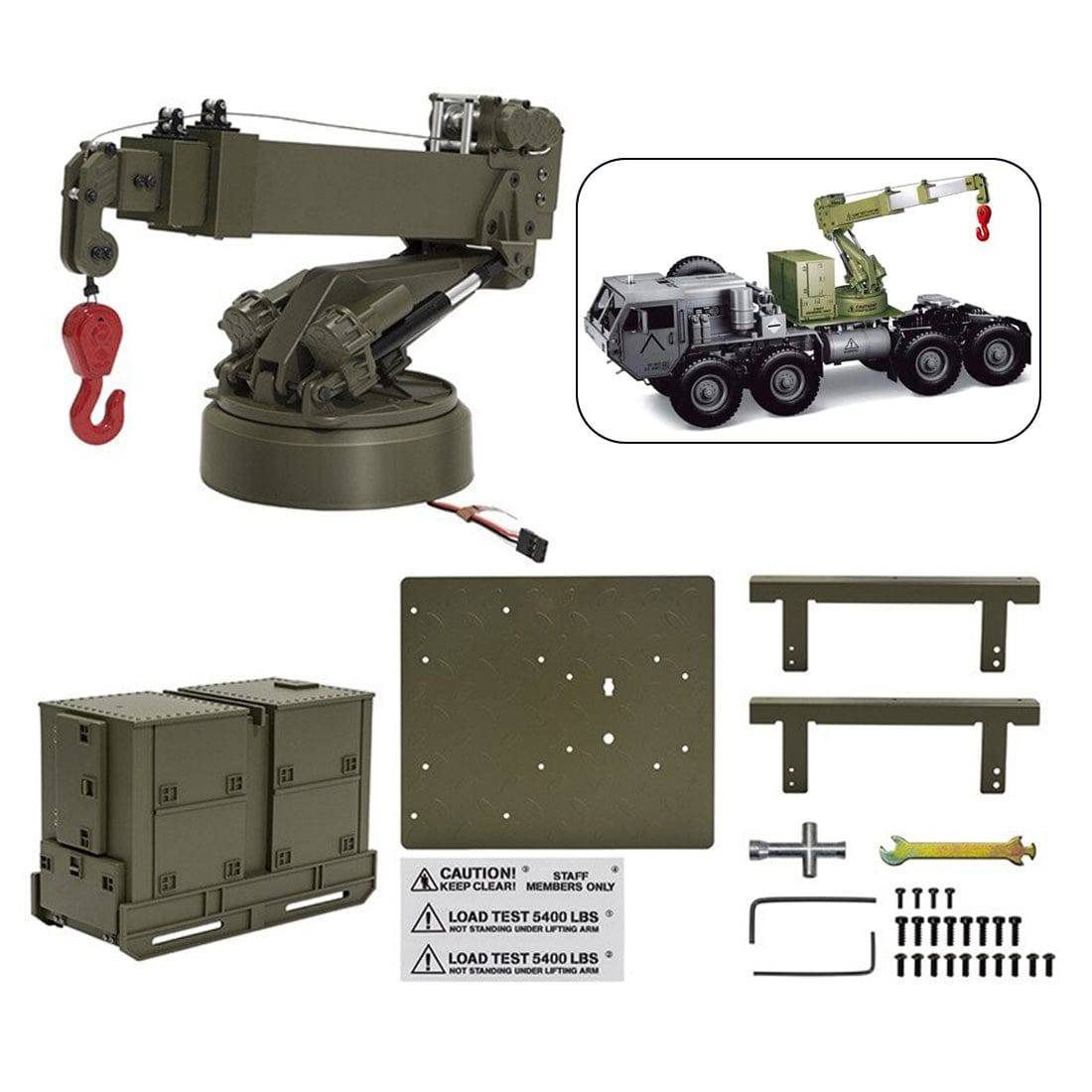 HG-P803 1/12 Scale Upgrade Crane Lifting Arm for P802 RC Military Truck Olive Drab
