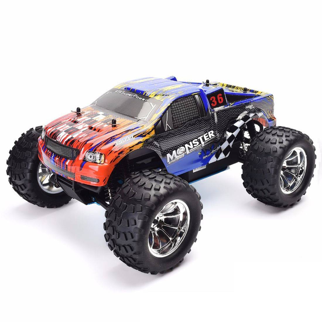 HSP 94188 1/10 Scale 4WD Nitro Gas Powered RC Monster Truck 18CXP Engine RTR