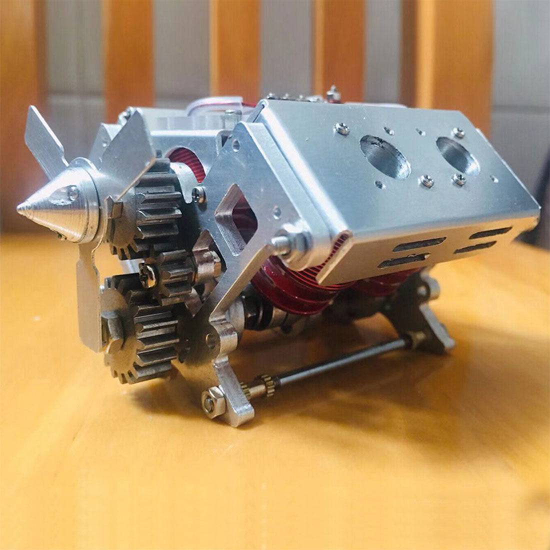 Handcrafted Metal V4 Electromagnetic Engine Model Solenoid Motor for RC & Desk Decor