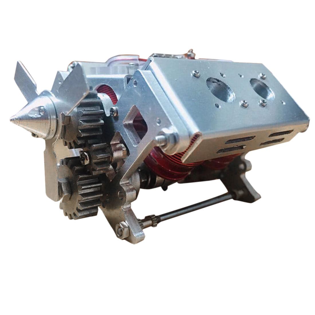 Handcrafted Metal V4 Electromagnetic Engine Model Solenoid Motor for RC & Desk Decor
