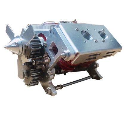 Handcrafted Metal V4 Electromagnetic Engine Model Solenoid Motor for RC & Desk Decor