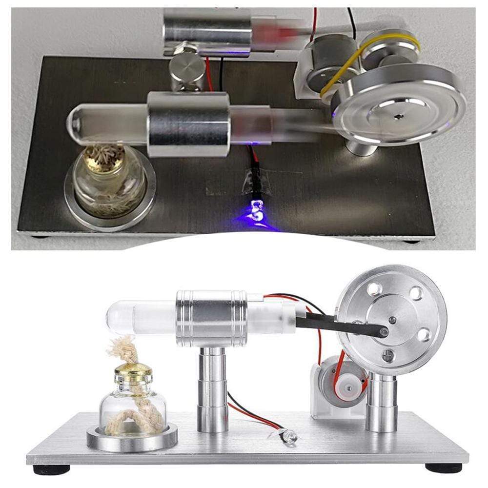 Hot Air Stirling Engine Generator Model with LED Light Physics Science Gift