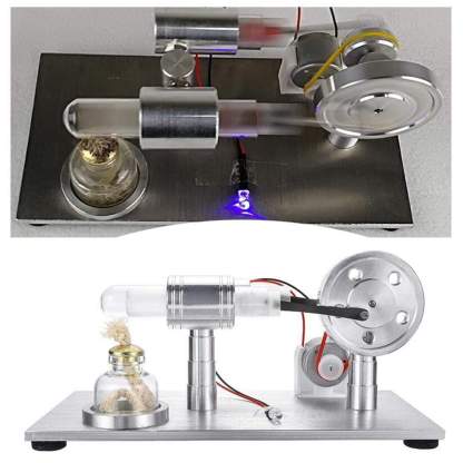 Hot Air Stirling Engine Generator Model with LED Light Physics Science Gift
